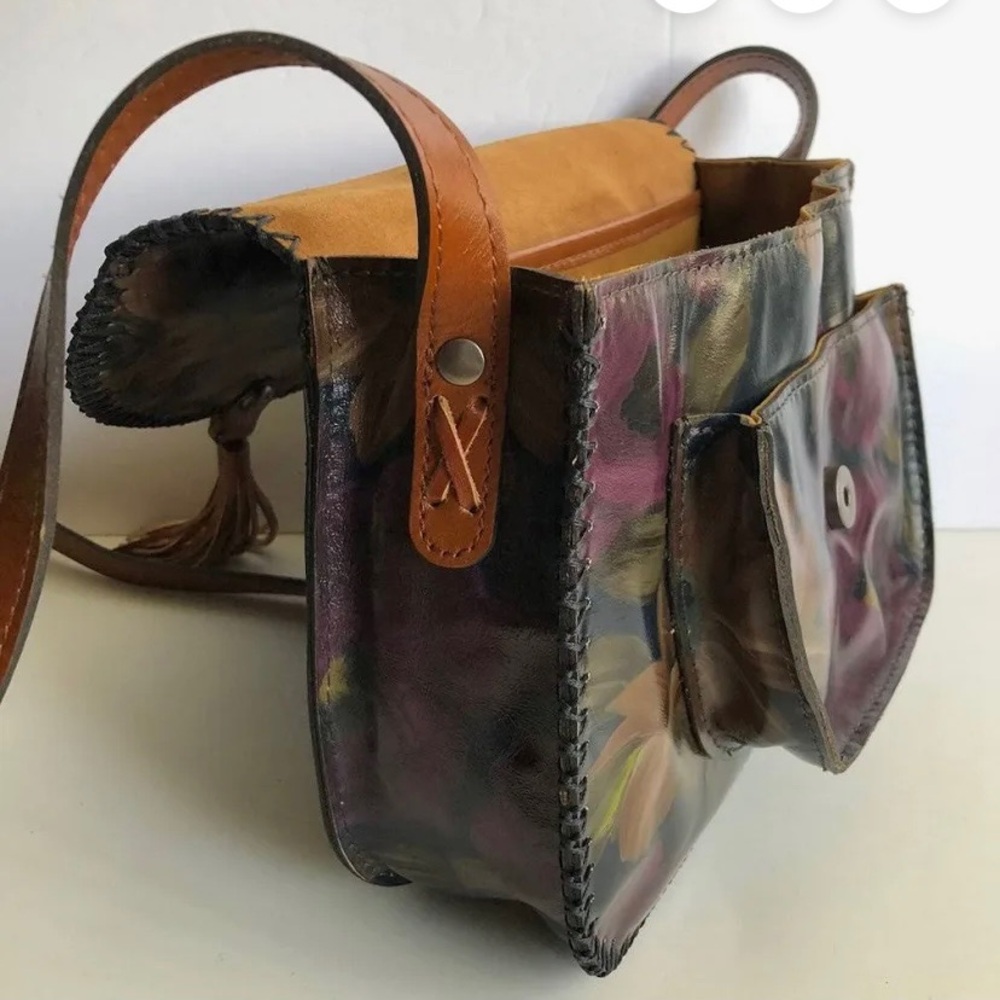 Patricia Nash Floral Tassel Crossbody Bag - Brown Multi - Picture 2 of 6
